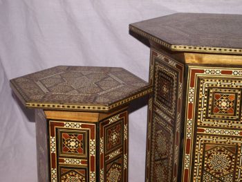 Set of 3 Moorish Hexagonal Inlaid Tables. (2)