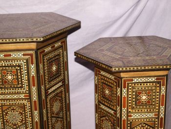 Set of 3 Moorish Hexagonal Inlaid Tables. (4)