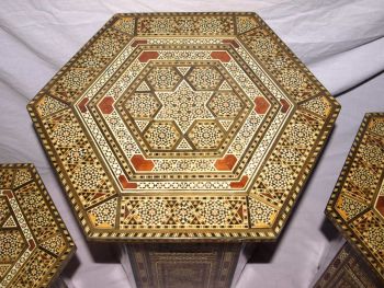 Set of 3 Moorish Hexagonal Inlaid Tables. (7)