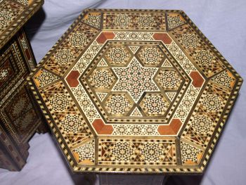 Set of 3 Moorish Hexagonal Inlaid Tables. (8)