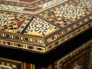Set of 3 Moorish Hexagonal Inlaid Tables. (9)