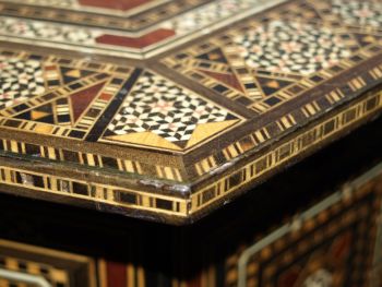 Set of 3 Moorish Hexagonal Inlaid Tables. (9)