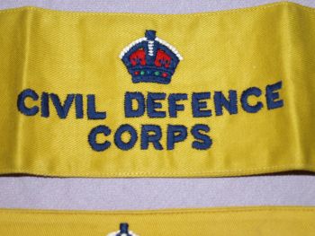Civil Defence Corps Badge and Armbands. (4)