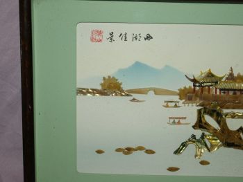 Chinese Mother of Pearl Shell 3D Picture, River Scene. (2)