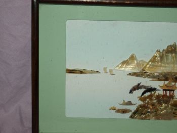 Chinese Mother of Pearl Shell 3D Picture, River &amp; Mountain Scene. (2)
