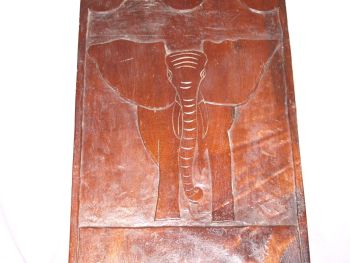 African Wooden Birthing Stool Chair, Elephant Carving (5)
