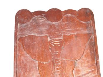 African Wooden Birthing Stool Chair, Elephant Carving (6)