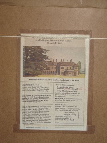 West Heath School, Sevenoaks Signed Limited Edition Print Ann Le Bas. (13)