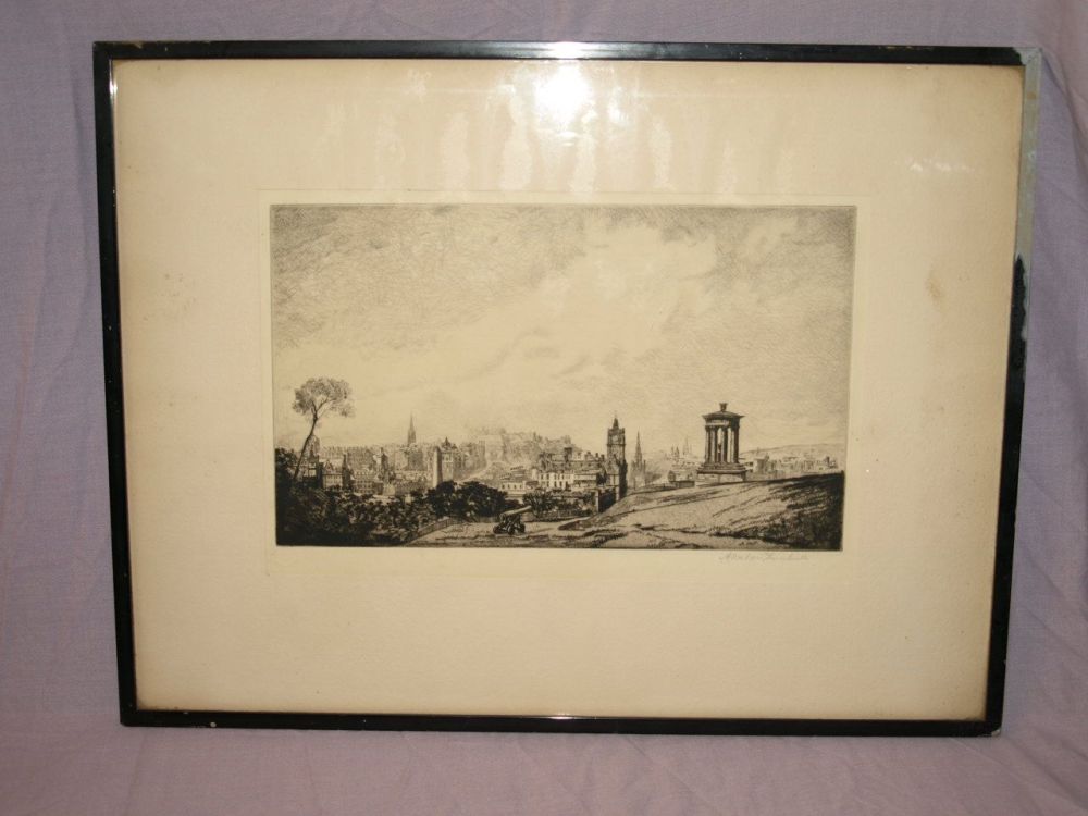 Etching of Edinburgh, Early 20th Century by A Watson Turnbull. Signed.