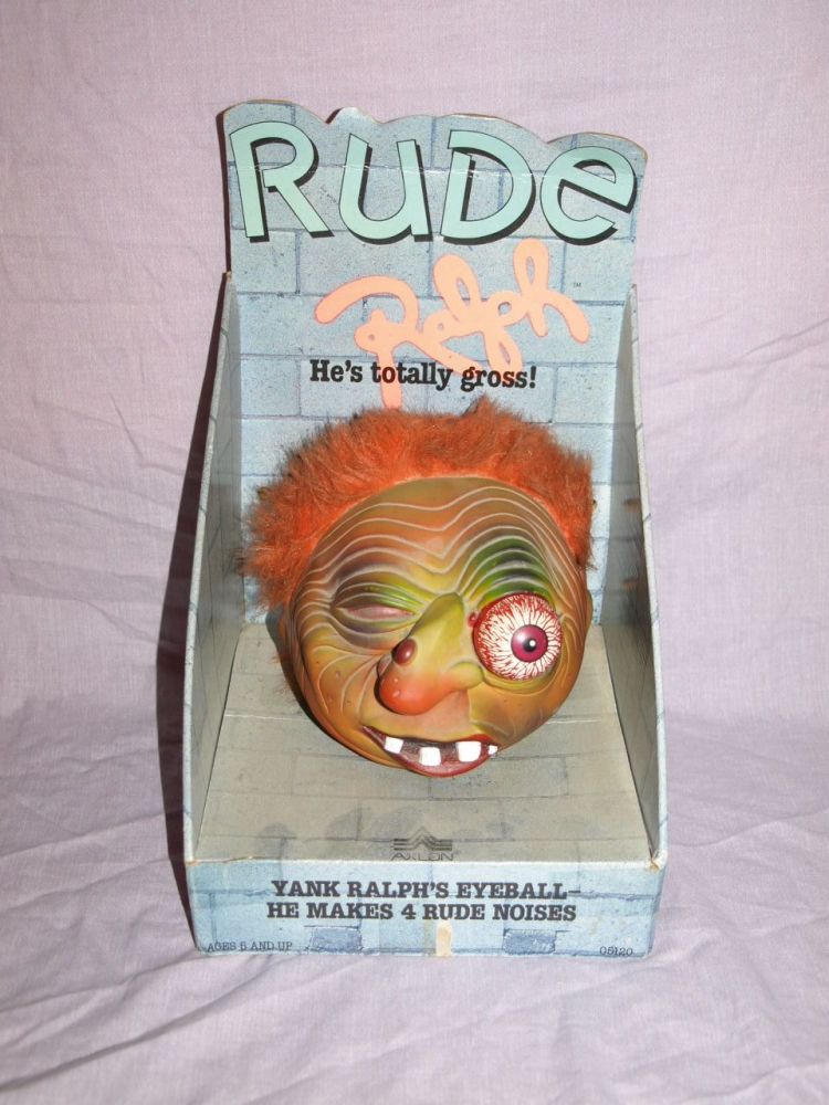 Rude Ralph by Axlon Toys, 1986. Pull String Talking Head.