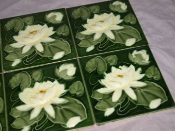 Art Nouveau Water Lily Tiles. Set of 10. (4)