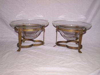Glass Bowl with Decorative Metal Stand x 2. (2)