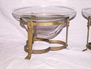 Glass Bowl with Decorative Metal Stand x 2. (3)