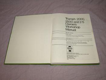 Haynes Workshop Manual Triumph 2000, 2500, 2.5 Mk1 and Mk2. (3)