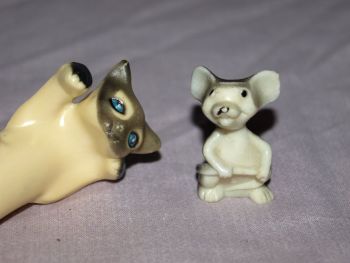 Vintage Brandy Glass Cat and Mouse. 1960s 1970s. (2)
