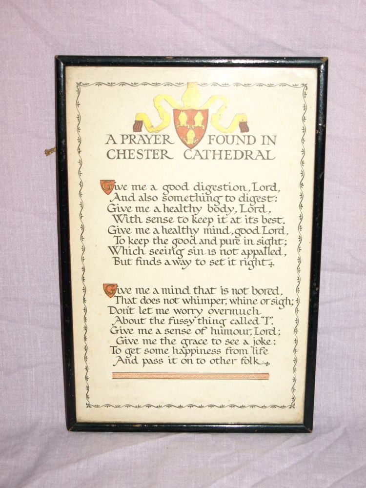 A Prayer Found In Chester Cathedral Framed Print.