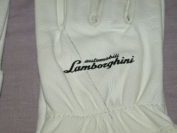 Lamborghini White Leather Work Gloves. (3)