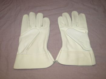 Lamborghini White Leather Work Gloves. (4)