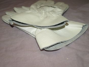 Lamborghini White Leather Work Gloves. (6)
