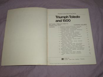 Pearson&rsquo;s Car Servicing Book, Triumph Toledo and 1500. (3)