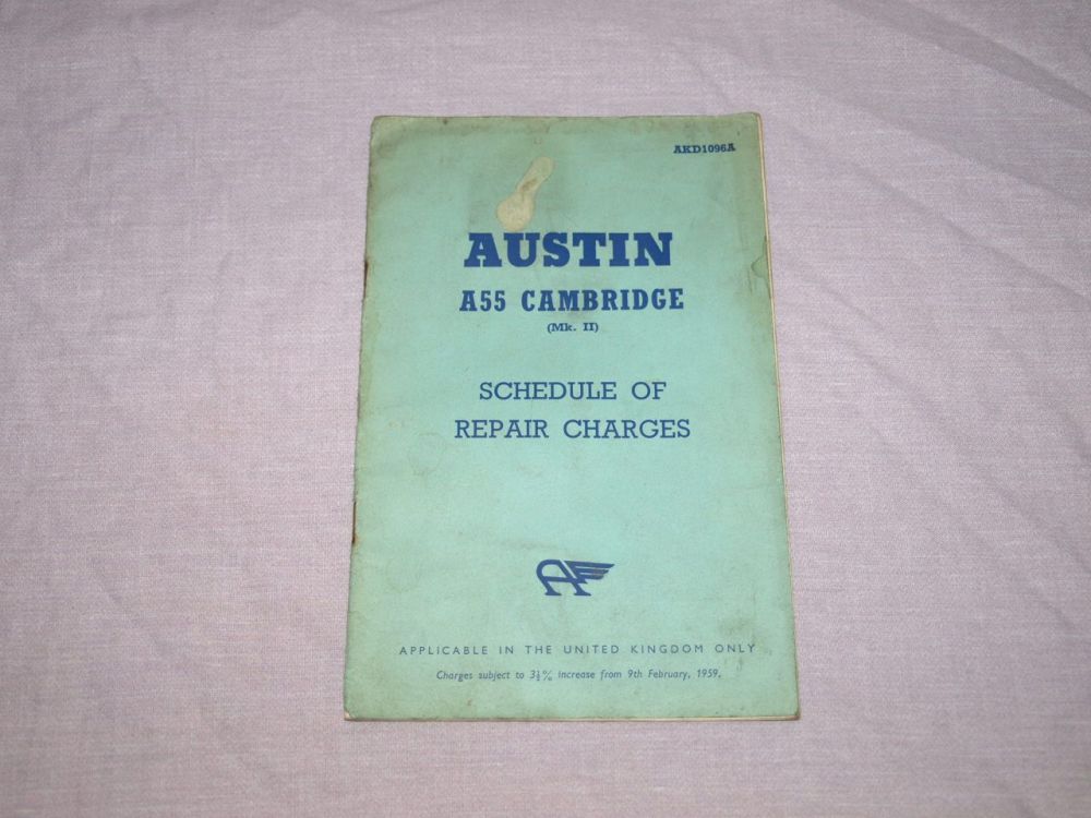 Austin Cambridge A55 Mk II Schedule of Repair Charges.