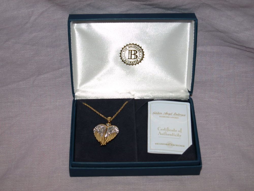 The Bradford Exchange ‘Guardian Angel Embrace’ Diamond Locket. Boxed.