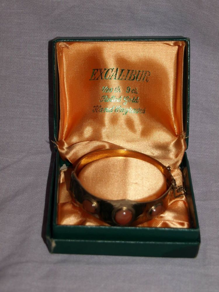 Vintage Excalibur Rolled Gold Hinged Bracelet Bangle.
