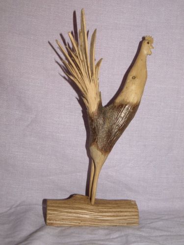 Hand Carved Wooden Cockerel. (3)