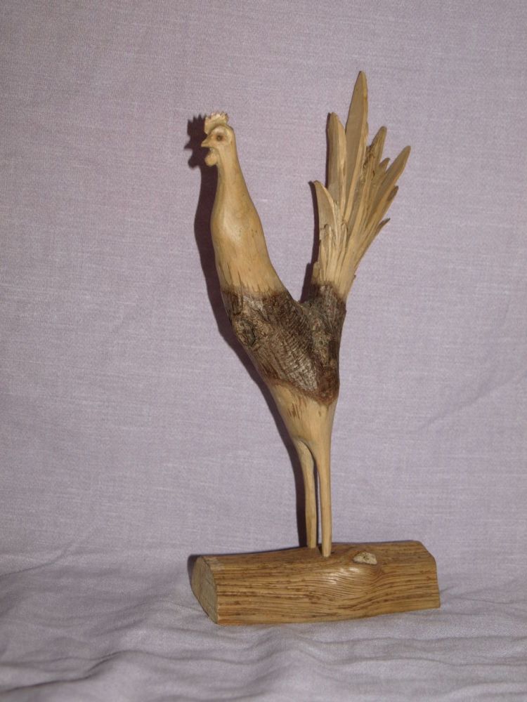 Hand Carved Wooden Cockerel.