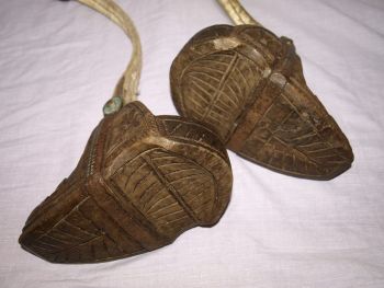Pair of South American Antique Carved Wooden Horse Stirrups. (4)