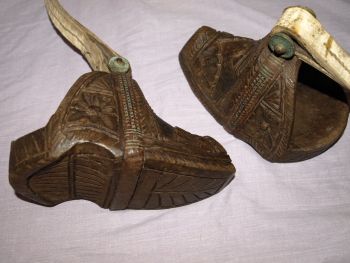 Pair of South American Antique Carved Wooden Horse Stirrups. (5)