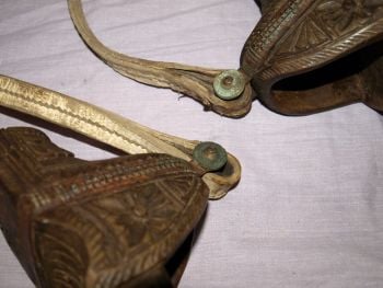 Pair of South American Antique Carved Wooden Horse Stirrups. (7)