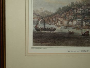 The Town of West Cowes, Isle of Wight Antique Framed Print. (4)