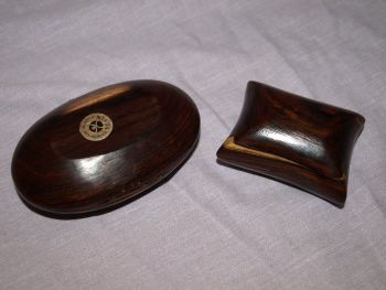 Two Handcrafted Wooden Trinket Boxes With Brass Inlay. (2)
