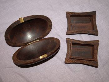 Two Handcrafted Wooden Trinket Boxes With Brass Inlay. (3)