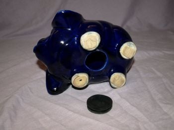 Dartmouth Pottery Pig, Piggy Bank, Blue. (7)