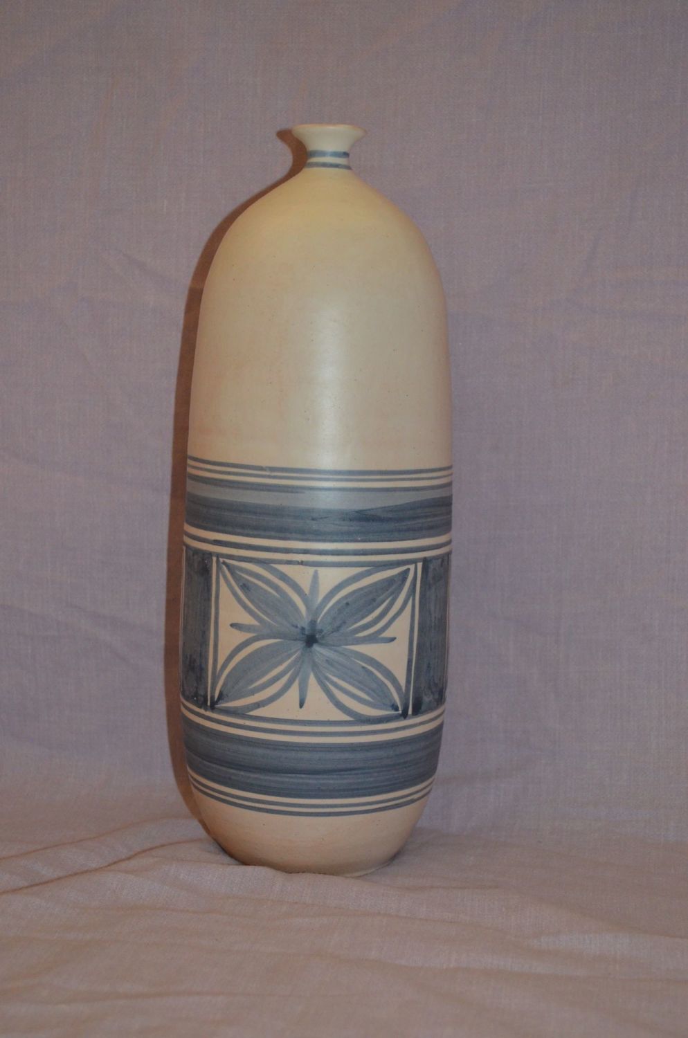 David Beas Narrow Neck Pottery Vase. Tall