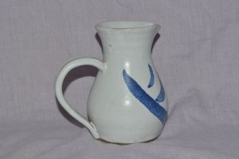 Studio Pottery Jug, Blue and white. (3)