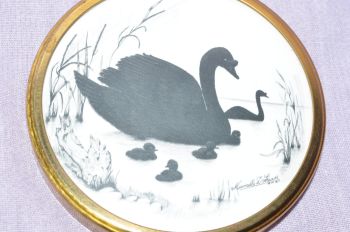 Peter Bates Swan in Silhouette by Marcelle D Shears Round Hanging Wall Pict