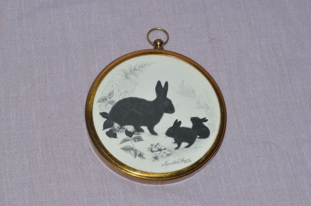 Peter Bates Rabbit in Silhouette by Marcelle D Shears Round Hanging Wall Picture.