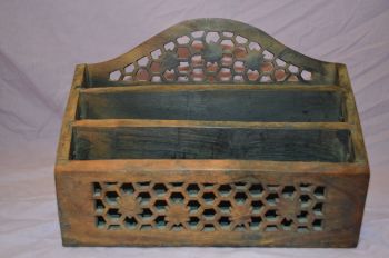 Wooden Letter Rack with Pierced Decoration. (6)