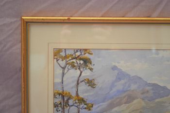 Lake and Mountain Scene Watercolour Painting by Alfred J Simpson. (2)