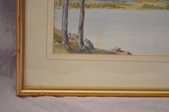 Lake and Mountain Scene Watercolour Painting by Alfred J Simpson. (5)