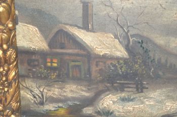 Pair of Moonlit Winter Countryside Scenes, Oil on Canvas. (5)