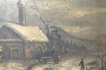 Pair of Moonlit Winter Countryside Scenes, Oil on Canvas. (10)