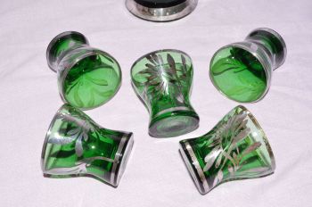 Venetian Murano Green Glass Decanter and Glasses. (3)