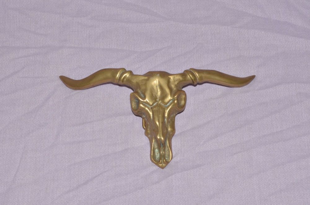 Texas Longhorn Steer Skull Brass Cowboy Belt Buckle.