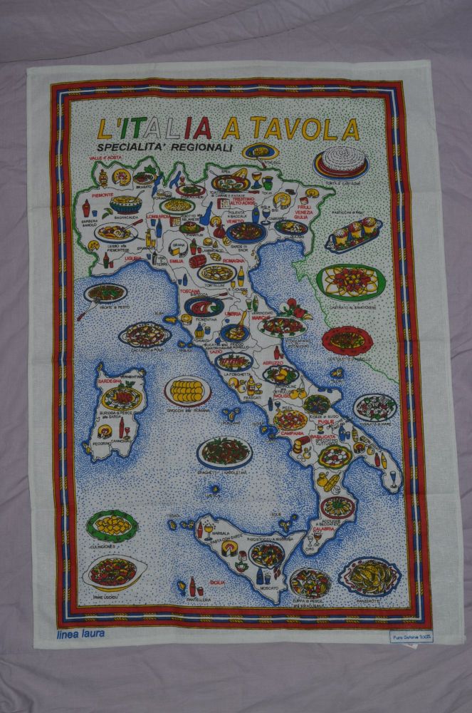 L'italia A Tavola Tea Towel. Unused