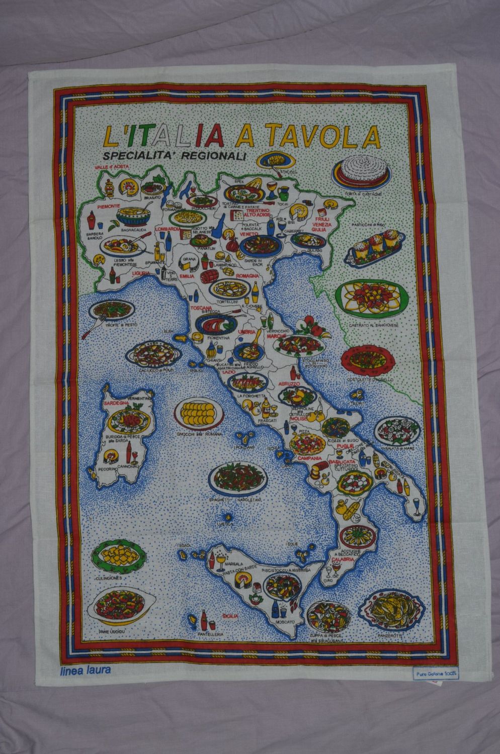 L'italia A Tavola Tea Towel. Unused