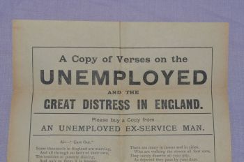 A Copy of Verses on the Unemployed and the Great Distress in England Broads